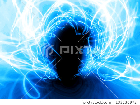Glowing abstract blue smoke swirl Glowing abstract blue smoke swirl 133230972