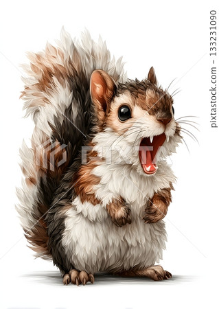 3D cartoon squirrel with vampire teeth isolated on white background 3D cartoon squirrel with vampire teeth isolated on white background 133231090
