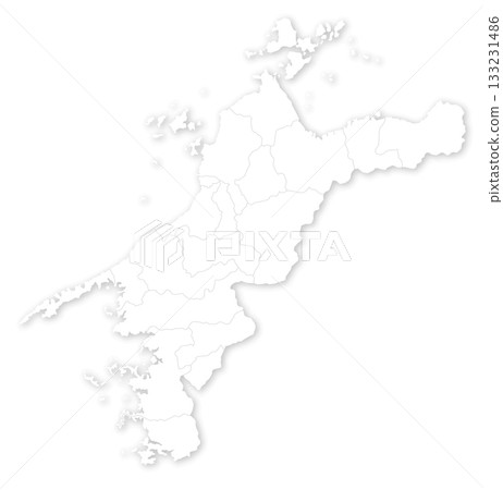 Blank map of Ehime prefecture and municipalities Blank map of Ehime prefecture and municipalities 133231486
