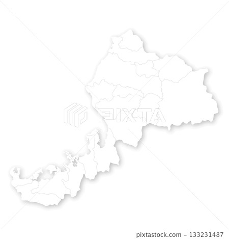 Blank map of Fukui prefecture and municipalities 133231487