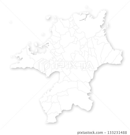 Blank map of Fukuoka prefecture and municipalities 133231488