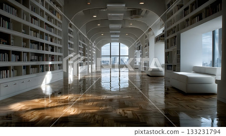 empty office library bookshelves modern clean design quiet background empty office library bookshelves modern clean design quiet background 133231794