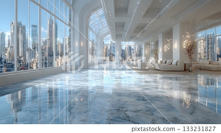empty office with large windows city view clean interior modern style empty office with large windows city view clean interior modern style 133231827