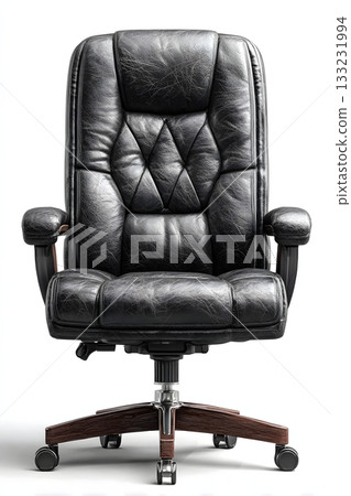 3D ergonomic chair isolated on white background leather texture 3D ergonomic chair isolated on white background leather texture 133231994