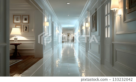 empty hallway smart home lighting modern design clean interior empty hallway smart home lighting modern design clean interior 133232042