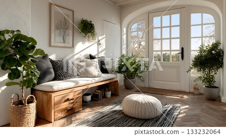 smart home entryway clean minimal decor bright natural light interior smart home entryway clean minimal decor bright natural light interior 133232064