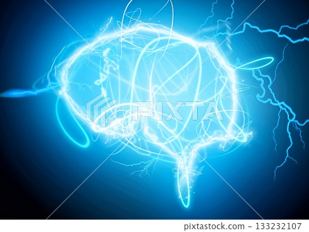 帶有藍色光暈的抽像人工智慧3D插圖 133232107