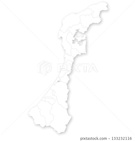 Blank map of Ishikawa prefecture and municipalities 133232116