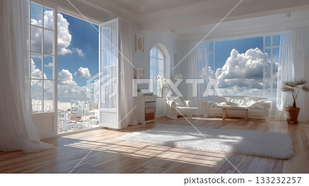 empty smart bedroom bright window light modern furniture clean background empty smart bedroom bright window light modern furniture clean background 133232257