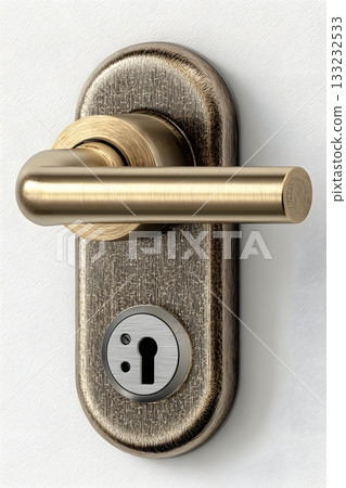 3D smart door lock isolated on white background metal 133232533