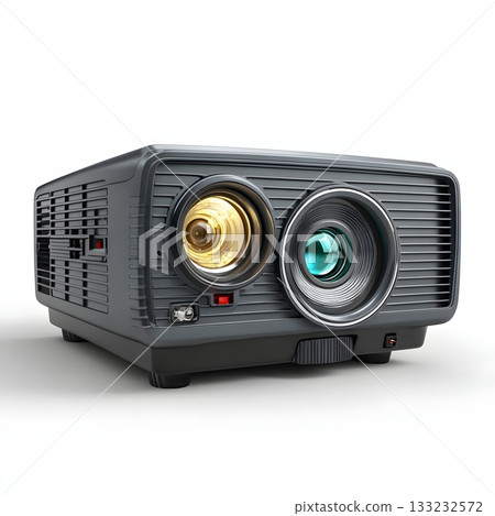 3D projector isolated on white background black sleek 3D projector isolated on white background black sleek 133232572