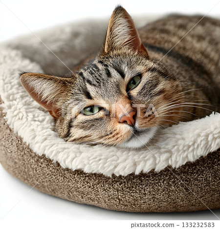 3D pet bed isolated on white background cozy material 133232583