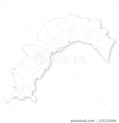 高知縣及市町村空白地圖 高知縣及市町村空白地圖 133232606