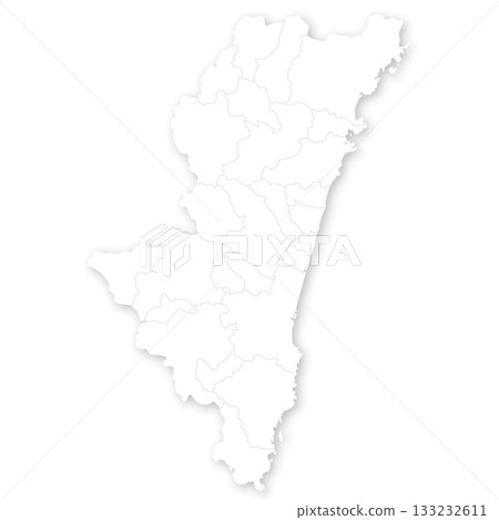 Blank map of Miyazaki prefecture and municipalities 133232611