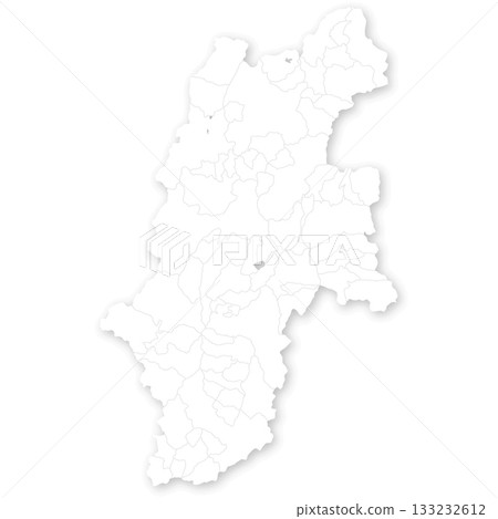 Blank map of Nagano prefecture and municipalities 133232612