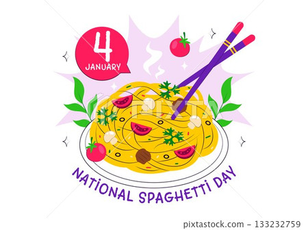 National Spaghetti Day Celebration Vector Illustration Featuring Various Noodle Dishes in a Fun And Festive Flat Style Cartoon Background National Spaghetti Day Celebration Vector Illustration Featuring Various Noodle Dishes in a Fun And Festive Flat Style Cartoon Background 133232759