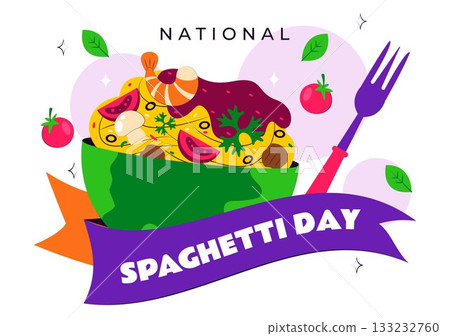 National Spaghetti Day Celebration Vector Illustration Featuring Various Noodle Dishes in a Fun And Festive Flat Style Cartoon Background National Spaghetti Day Celebration Vector Illustration Featuring Various Noodle Dishes in a Fun And Festive Flat Style Cartoon Background 133232760