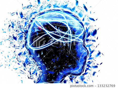 Abstract blue artificial intelligence 3d illustration 133232769