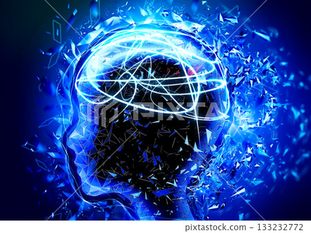 Abstract blue artificial intelligence 3d illustration 133232772