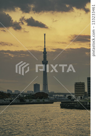 Sky tree and sunset Sky tree and sunset 133233461