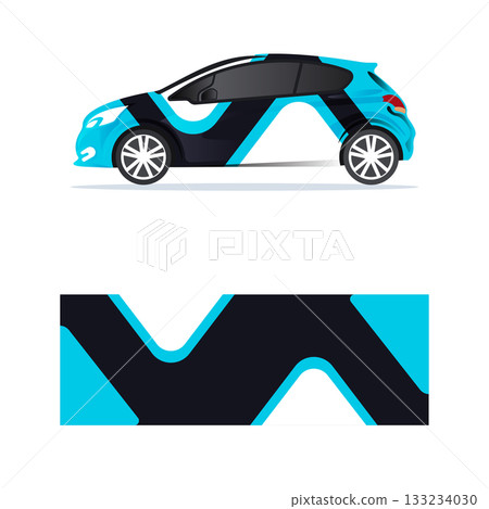 wrapping car Modern Creative with blue triangle design wrapping car Modern Creative with blue triangle design 133234030