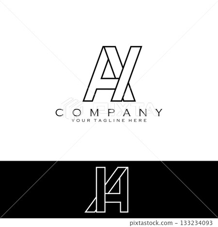 initial letter AH line simple logo design vector initial letter AH line simple logo design vector 133234093