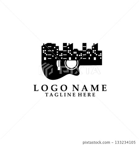 guitar city logo design vector guitar city logo design vector 133234105