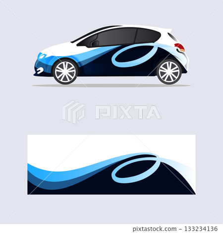 car sticker wrap sticker curved blue line design 133234136