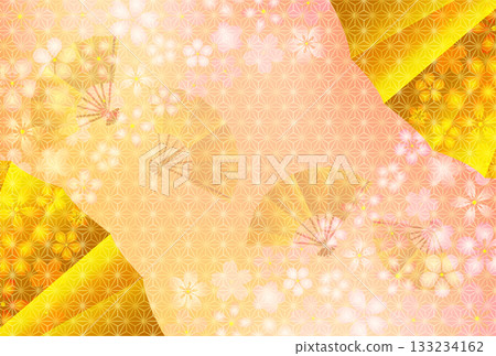 日式櫻花圖案新年賀卡扇子背景 日式櫻花圖案新年賀卡扇子背景 133234162