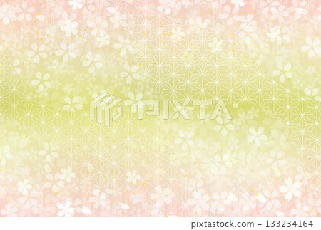 Japanese pattern cherry blossom New Year's card spring background 133234164