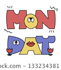 Pop, colorful and cutely decorated MONDAY typography 133234381
