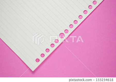 line paper texture on pink background,  blank sheet notebook 133234618