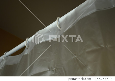 white plastic curtain texture in bathroom white plastic curtain texture in bathroom 133234628