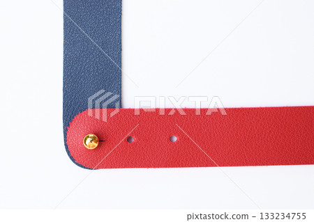 dark blue and red leather strap isolated on white background 133234755
