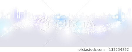 夢幻般的冬季背景插圖:波浪狀的雪花和燈光 夢幻般的冬季背景插圖:波浪狀的雪花和燈光 133234822