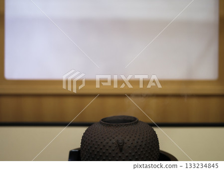 An iron tea kettle used in the tea ceremony 133234845