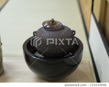 An iron tea kettle used in the tea ceremony An iron tea kettle used in the tea ceremony 133234846