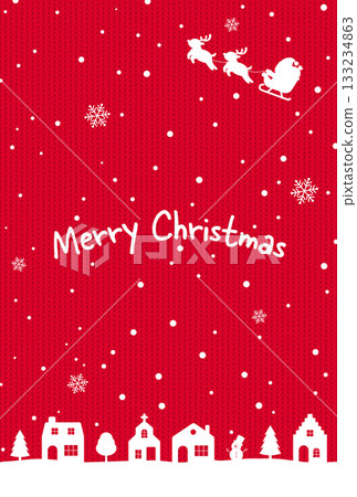 Santa and reindeer and Christmas cityscape background illustration 133234863