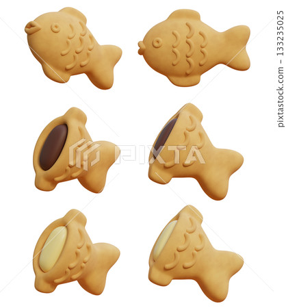 3D cartoon style asian taiyaki fish shape bun Bungeobbang 3D cartoon style asian taiyaki fish shape bun Bungeobbang 133235025