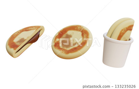 3D cartoon style Korean pancake hotteok 133235026