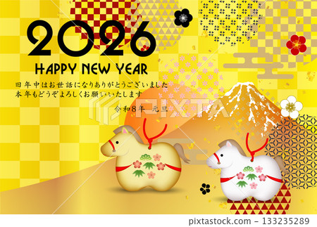 Horse New Year's card zodiac background 133235289