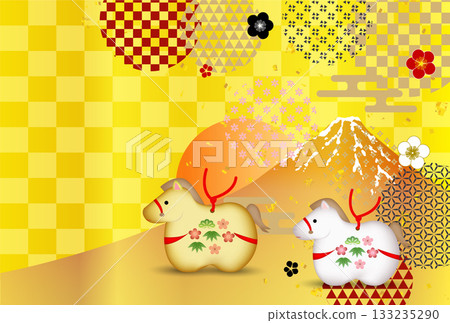 馬年賀卡十二生肖背景 馬年賀卡十二生肖背景 133235290