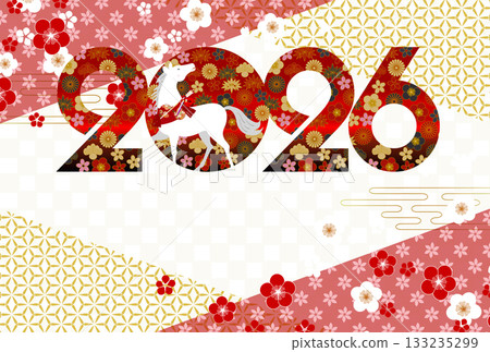 馬年賀卡十二生肖背景 133235299