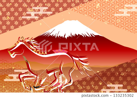 馬年賀卡十二生肖背景 133235302