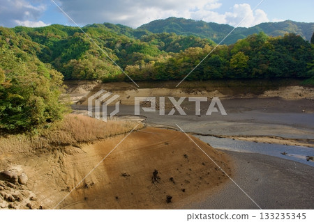Shimane Nunobe Dam without water 133235345