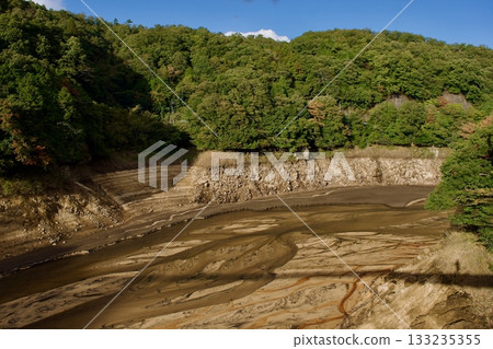 Shimane Nunobe Dam without water 133235355