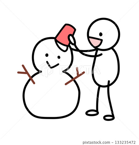 Stickman making a snowman Stickman making a snowman 133235472
