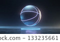 Futuristic basketball floating in neon lights 133235661