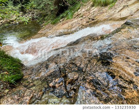 Namera Falls seen from upstream. Ryuzukyo Gorge in Akiota, Hiroshima Prefecture. Namera Falls seen from upstream. Ryuzukyo Gorge in Akiota, Hiroshima Prefecture. 133235930