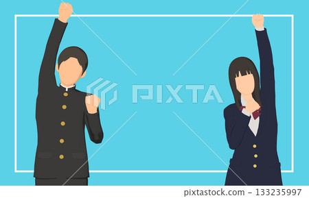 Male and female students doing a fist pump 133235997